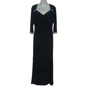 R&M Richards Dress Navy Blue Rhinestone Goth Bling Ruched Party Art Deco Glam 10